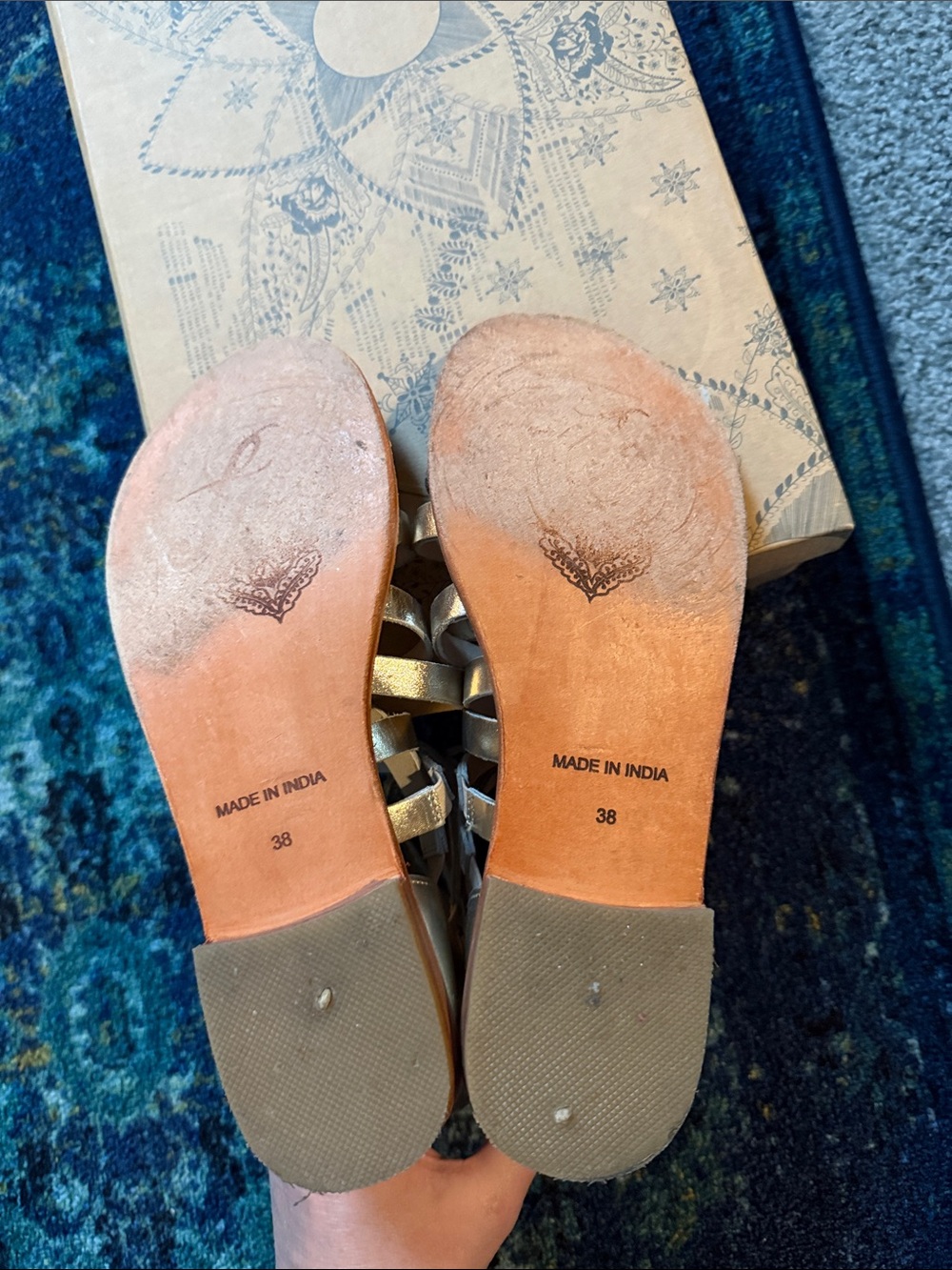 Free People Metallic Gold Strappy Gladiator Sandals - Picture 4 of 5